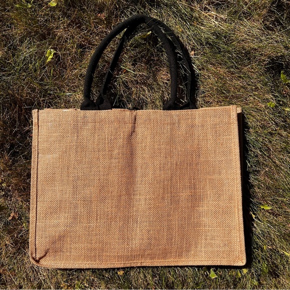 Hello Weekend Burlap Tote Bag - Picture 3 of 7